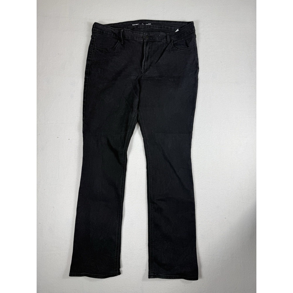 Title: Old Navy Womens Kicker Bootcut Jeans Size 16 Long Black Mid Rise Stretch